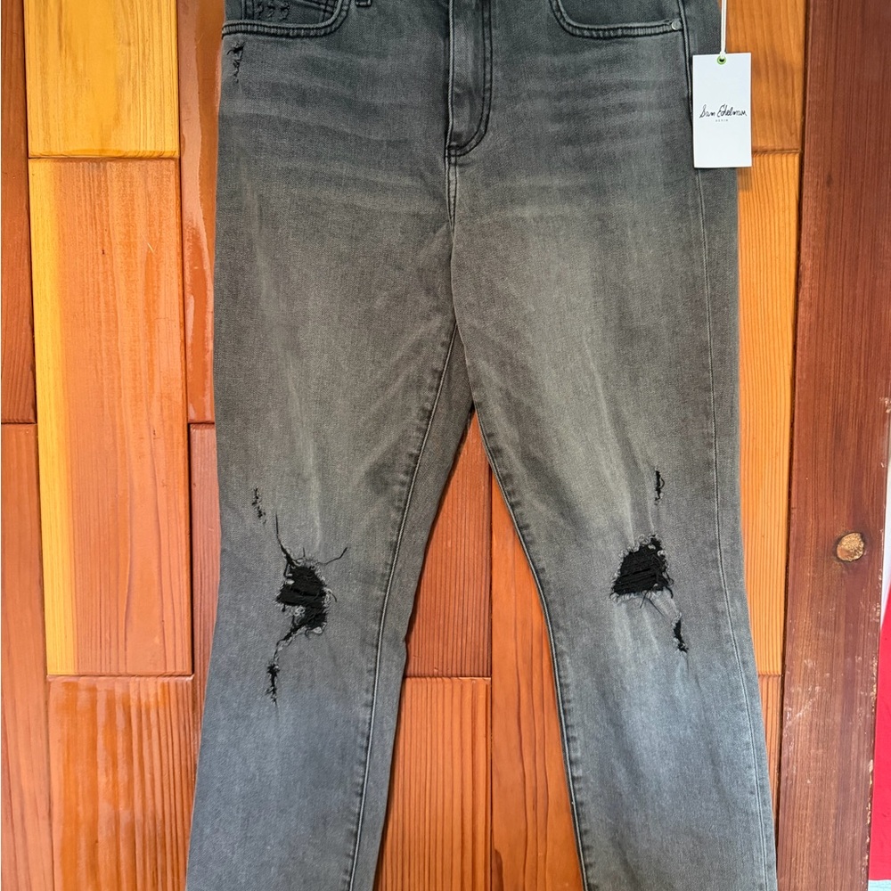 NWT Sam Edelman Distressed Black straight leg Jeans